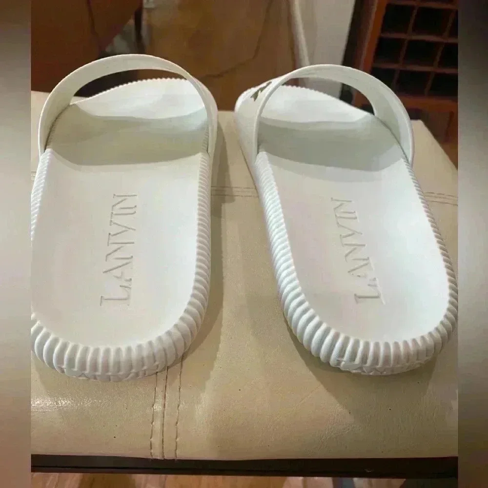 LANVIN Men’s Arpege Slide Logo Slip on Sandal flip flop Size 8.5 US / EU 42